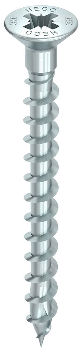 HECO TOPIX-plus 4,5 x 35, Senkkopf mit Kopfbohrung, Pozi-Drive + Kopflochbohrung 2,4 mm, Variables Vollgewinde, verzinkt blau, A3K