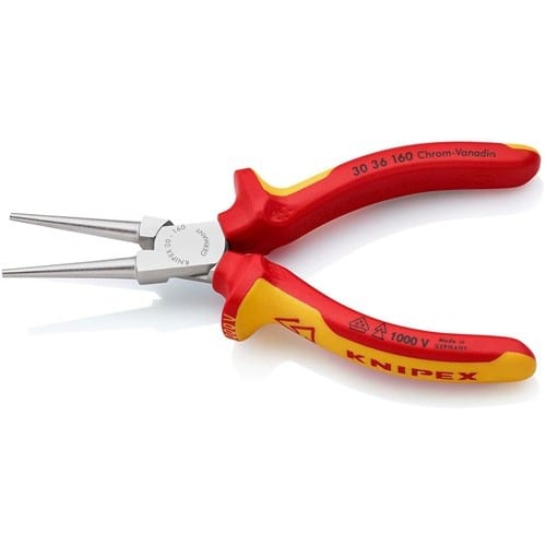 KNIPEX Langbeckzange Gesamt-L.160mm Form 3 Kopf verchr.lang,rd.VDE Mehrkomp.-Hüllen