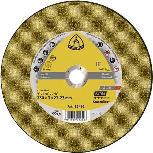 KLINGSPOR Trennscheibe A 24 Extra D230x3mm ger.STA Bohr.22,23mm KLINGSPOR