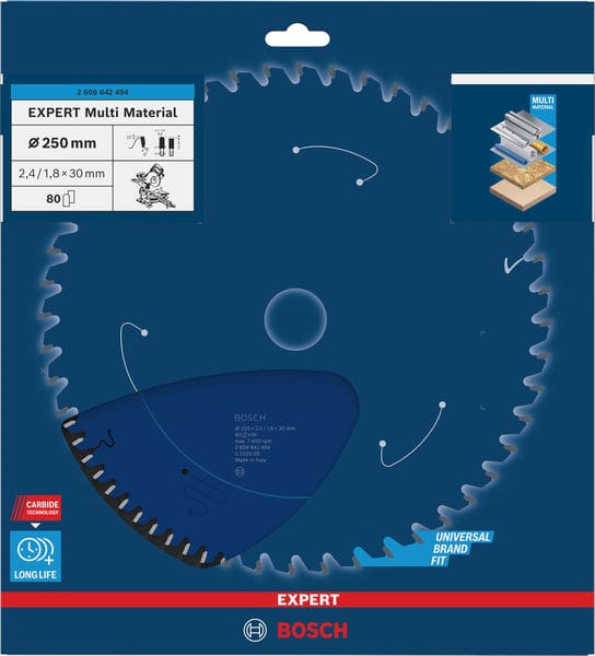 BOSCH Kreissägeblatt Expert for Multi Material, 250 x 30 x 2,4 mm, 80
