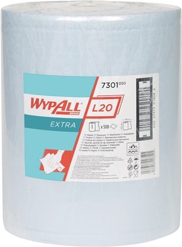 KIMBERLY-CLARK Wischtuch WYPALL L20 7301 L.ca.385 mmxB.ca.325mm blau 500 Tü./Rl.