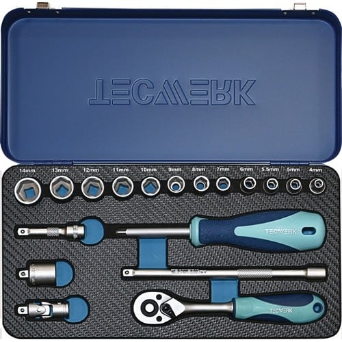 TECWERK Steckschlüsselsatz 18-tlg.1/4 Zoll SW 4-14mm Z.20 6KT TECWERK