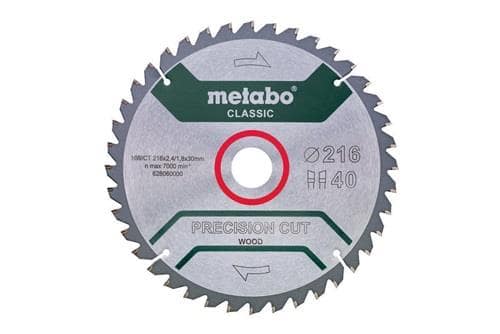 METABO Kreissägeblatt cordless cut wood classic AD 216mm Z.40 Bohr.30mm Schnitt-B.2,4mm