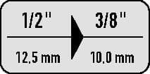 HAZET Reduzierstück 958 Antriebs-4-KT.1/2 Zoll Abtriebs-4-KT.3/8 Zoll L.38,5mm HAZET