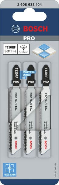 BOSCH Stichsägeblatt T 130 RF Special for Ceramics, 3er-Pack