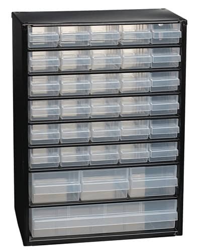 Kleinteilemagazin schwarz/transparent RAACO