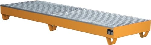 BAUER Auffangwanne orange Auffangvol.222l L2400xB800xH250mm Stahlbl.m.Gitterrost