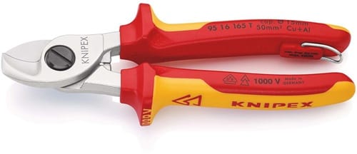 KNIPEX Kabelschere L.165mm Kopf verchr.VDE m.Öse Mehrkomp.-Hüllen Form 1 KNIPEX