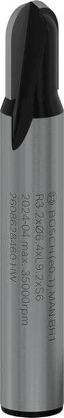 BOSCH Hohlkehlfräser 6 mm, R1 3.2 mm, D 6.35 mm, L 9,1 mm, G 40 mm