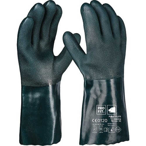 PRO FIT Chemikalienschutzhandschuh Pirat Gr.10 grün PVC EN388,EN ISO374-1 PSAIII PRO FIT