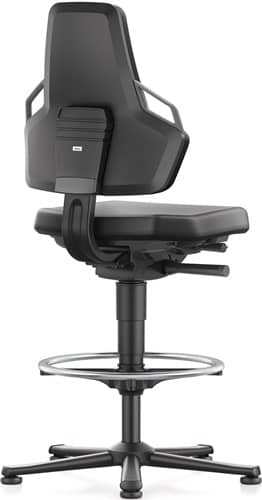 BIMOS Arbeitsdrehstuhl Nexxit Bodengleiter+Fußring Grifffarbe grau Supertec-Gewebe