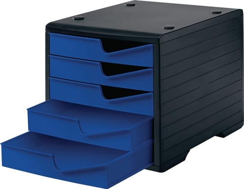 STYRO Ablagebox 5 Schubl.schwarz/blau Polystyrol H255xB270xT340mm STYRO