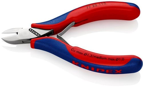 KNIPEX Elektronikseitenschneider L.115mm Form 2 Facette nein 2K-Hülle spiegelpol.KNIPEX