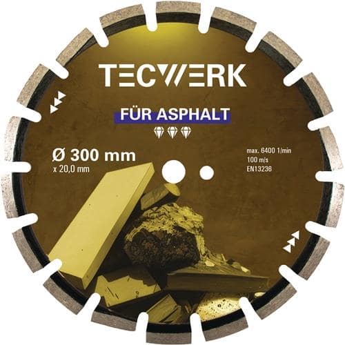 TECWERK Diamanttrennscheibe ASPHALT D.350mm Bohr.20mm Seg.-H.10mm Seg.-S.3,2mm TW