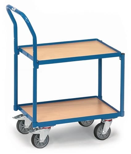 FETRA Tischwagen 2 Ladeflächen L605xB405mm brillantblau Trgf.250kg m.Bügel