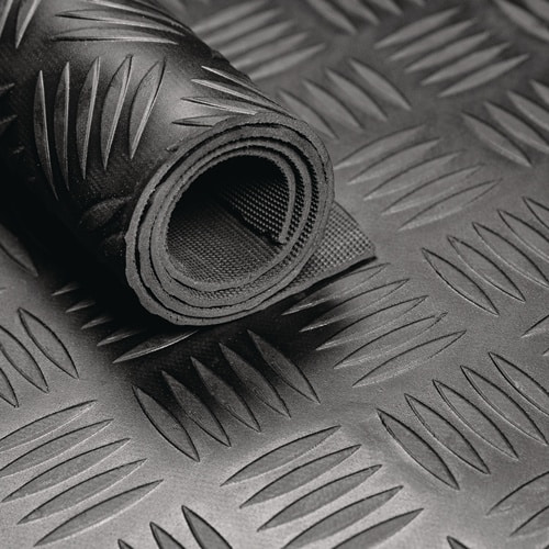 Gummihammerschlagmatte B.1,2m L.10m D.3mm schwarz NR/SBR o.Gewebeeinlage