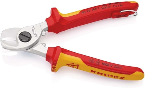 KNIPEX Kabelschere L.165mm Kopf verchr.VDE m.Öse Mehrkomp.-Hüllen Form 1 KNIPEX