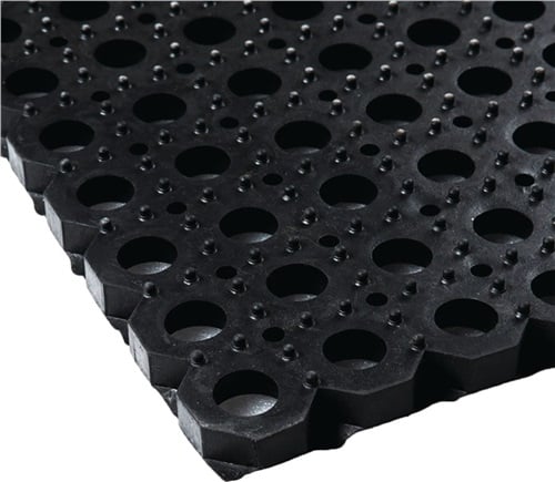 Gum.Wabenmatte B.1m L.1,5m D.22mm schwarz NR/SBR o.Gewebeeinlage