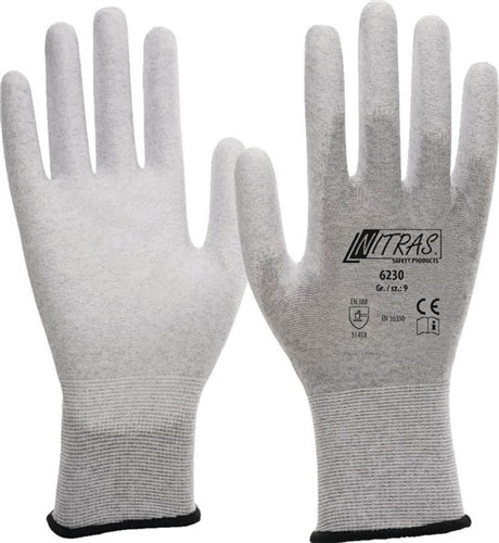 NITRAS Handschuhe 6230 Gr.9 grau/weiß EN 388,EN 16350 PSA II 12 NITRAS SAFETY