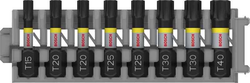 BOSCH Schrauberbit-Set Impact Control, 8-teilig, 1 x T15, T40, 2x T20, T25, T30, 25 mm