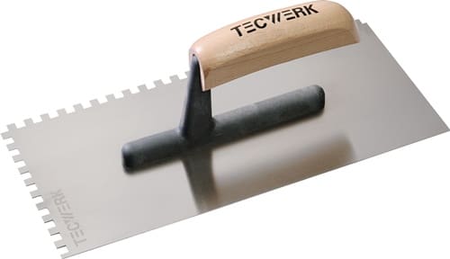 TECWERK Glättekelle L.280mm B.130mm Zahn 6x6 gehärtet,m.H-Heft STA S.0,7mm TECWERK