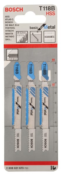 BOSCH Stichsägeblatt T 118 B Basic for Metal, 3er-Pack