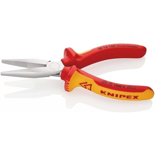 KNIPEX Langbeckzange Gesamt-L.160mm Form 1 Kopf verchr.lang,fl.VDE Mehrkomp.-Hüllen