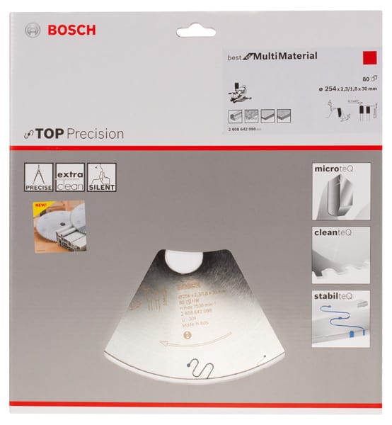 BOSCH Kreissägeblatt Top Precision Best for Multi Material, 254 x 30 x 2,3 mm, 80