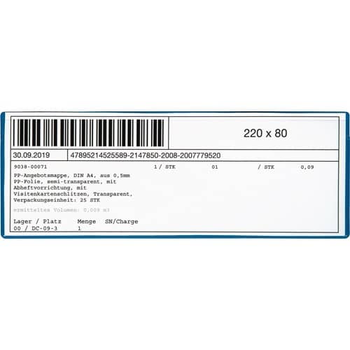 EICHNER Etikettentasche B220xH80mm magn.10St./Pack EICHNER