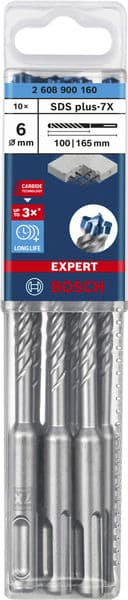 BOSCH EXPERT SDS plus-7X Hammerbohrer, 6 x 100 x 165 mm, 10-tlg.. Für Bohrhämmer