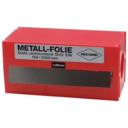 RECORD Metallfolie D.0,500mm VA 1.4301 L.2500mm B.150mm RECORD