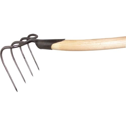 KRUMPHOLZ Dunghacke Zinken-L.210mm m.Federdülle,m.Stiel G.1200 g,4 rd.Zinken KRUMPHOLZ