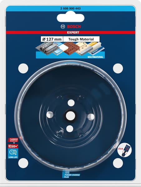 BOSCH EXPERT Tough Material Lochsäge, 127 x 60 mm. Für Dreh- und Schlagbohrer