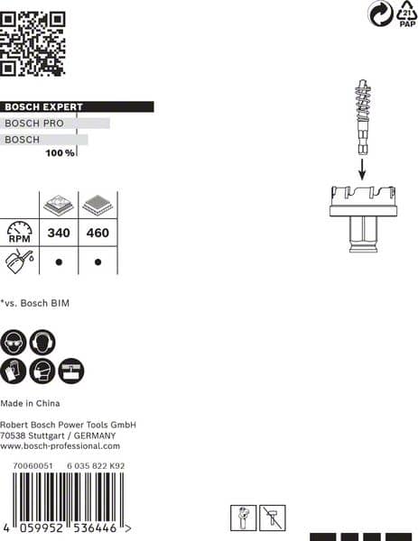 BOSCH EXPERT Sheet Metal Lochsäge, 35 × 5 mm. Für Dreh- und Schlagbohrer