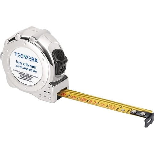 TECWERK Taschenrollbandmaß L.3m B.16mm mm/cm EG II Ku.CR TECWERK