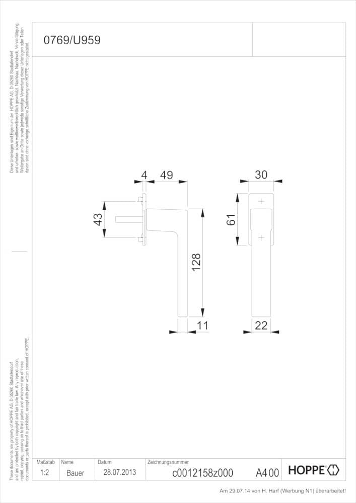 HOPPE® Fenstergriff Austin 0769/U959, mit Schrauben, Aluminium, 11853104