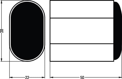 HERMETA Wandtürpuffer 4700/4702/4704 Alu.schwarz ku.-besch.L.50mm HERMETA