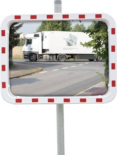 DANCOP Verkehrsspiegel H600xB800mm Kunststoff,rot/weiß 22m DANCOP