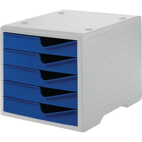 STYRO Ablagebox 5 Schubl.grau/blau Polystyrol H255xB270xT340mm STYRO