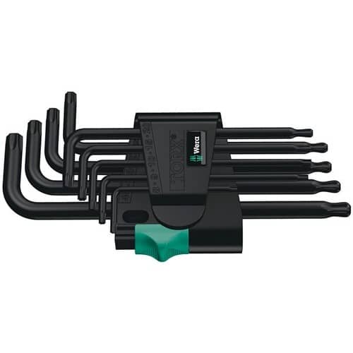 WERA Winkelschlüsselsatz 967/9 TX 1 9-tlg.T8-T40 m.Kugelk.Kunstoffhalter WERA
