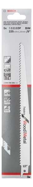 BOSCH Säbelsägeblatt S 1111 DF Heavy for Wood and Metal, 5er-Pack