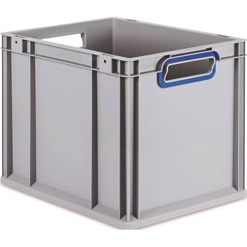 ALLIT Transportstapelbehälter L400xB300xH320mm grau PP offener Griff blau