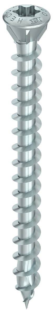 HECO TOPIX-plus 4,0 x 70, Dielenschraube, Linsensenkkopf mit Fräsrippen, T-Drive, Variables Vollgewinde, verzinkt blau, A3K