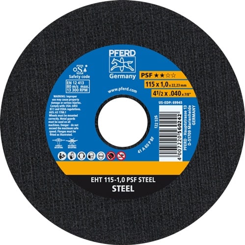 PFERD TOOLS Trennscheibe PSF STEEL D115x1mm ger.STA Bohr.22,23mm PFERD