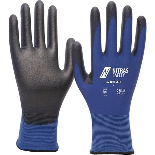 NITRAS Handschuhe Skin Gr.9 blau/schwarz EN 388 PSA II NITRAS SAFETY