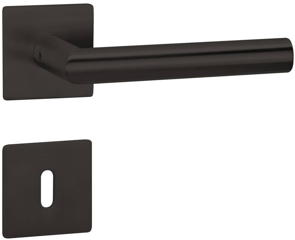 HERMAT Drückergarnitur mit Rosetten BASIC 02 1802/2611.FL, Edelstahl, smoke black