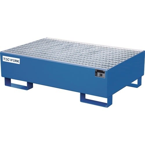 TECWERK Auffangwanne 215l L1200xB800xH360mm Stahlbl.m.Gitterrost blau TECWERK