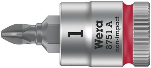 WERA Schraubendrehereinsatz 8751 A Phillips 1/4 Zoll Kreuzschlitz PH PH 1 L.28mm WERA