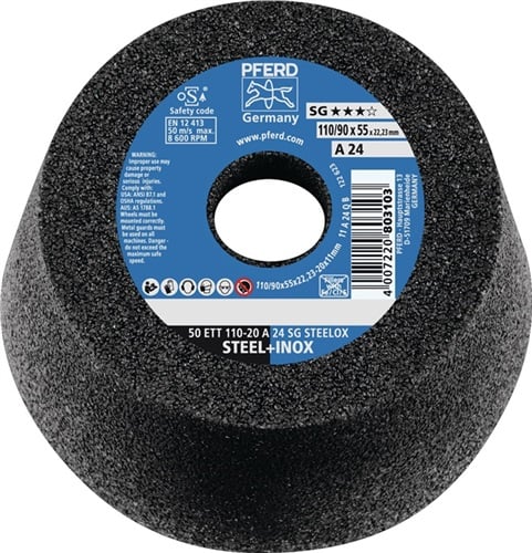 PFERD TOOLS Schleiftopf ETT SG STEELOX 110/55mm INOX u.STA 16 Bohr.22,23mm PFERD