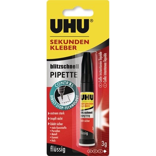 UHU Sekundenkleber blitzschnell PIPETTE Control 3g farblos Tube UHU